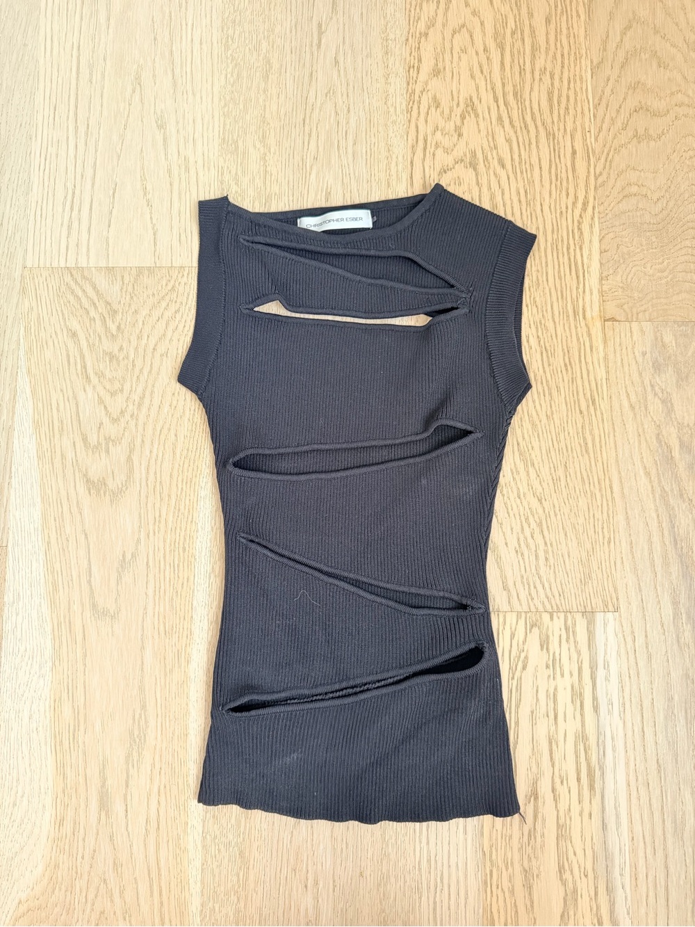 Christopher Esber Black Sleeveless Cutout Ribbed Tank